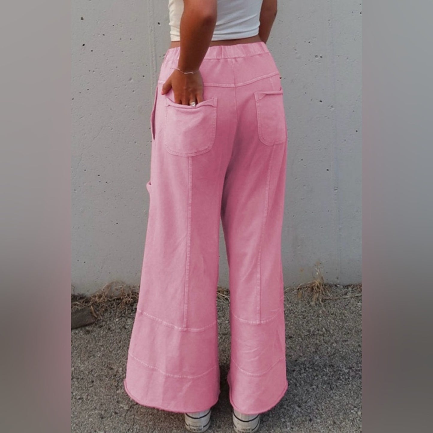 Women's Pink Drawstring Cargo Pants