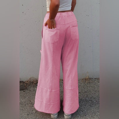 Women's Pink Drawstring Cargo Pants
