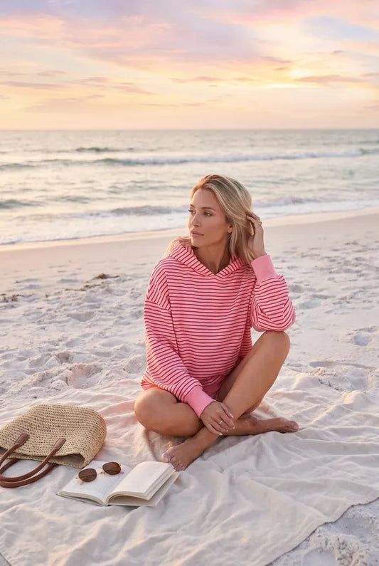 Lila - Striped Pink Women's hoodie