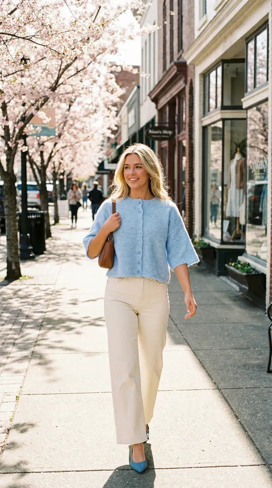 Sky Blue Button-Up Cardigan
