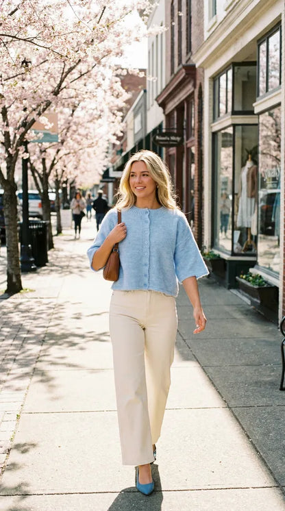 Sky Blue Button-Up Cardigan