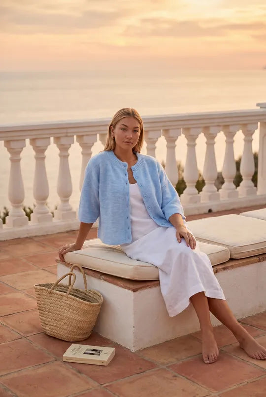 Sky Blue Button-Up Cardigan