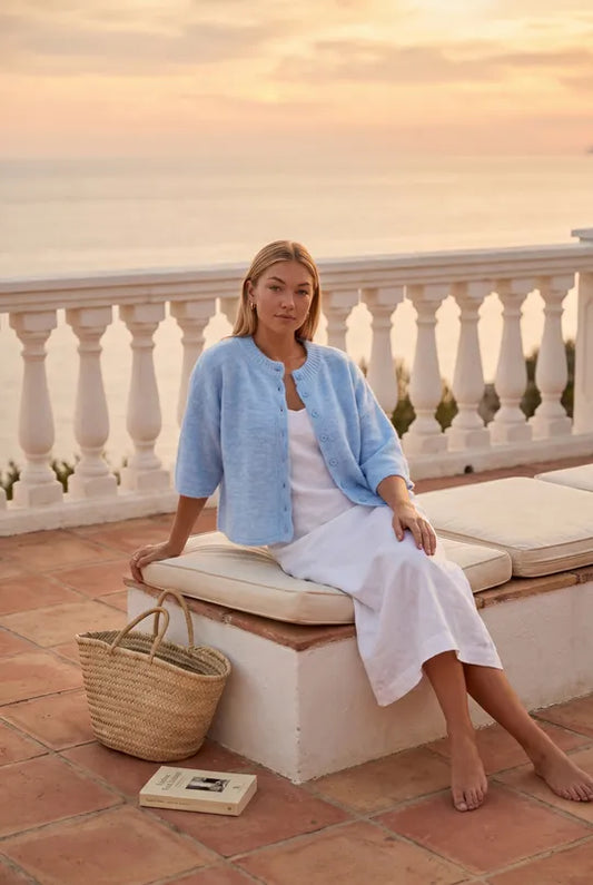 Sky Blue Button-Up Cardigan